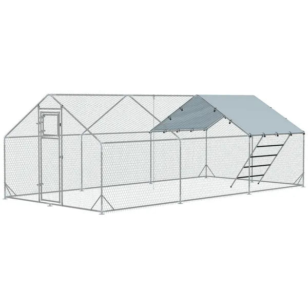9' x 20' x 6' Chicken Coop and Run, Chicken Run for 18-24 Chickens, Waterproof and Anti-UV Cover, Hanging Feeder - product image 1