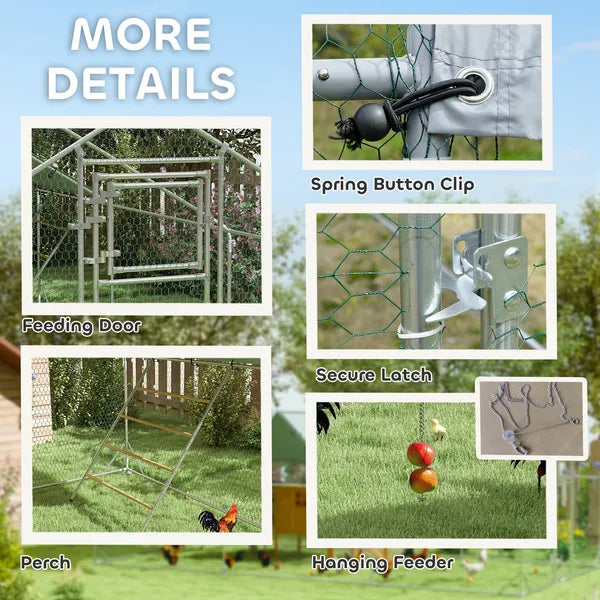 9' x 20' x 6' Chicken Coop and Run, Chicken Run for 18-24 Chickens, Waterproof and Anti-UV Cover, Hanging Feeder - product image 7