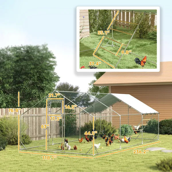 9' x 20' x 6' Chicken Coop and Run, Chicken Run for 18-24 Chickens, Waterproof and Anti-UV Cover, Hanging Feeder - product image 3