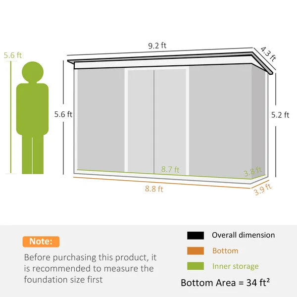 9 x 4.5 ft Outdoor Metal Garden Storage Shed with Vents, Gray - product image 3
