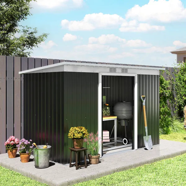 9 x 4.5 ft Outdoor Metal Garden Storage Shed with Vents, Gray - product image 2