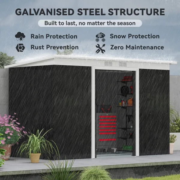 9 x 4.5 ft Outdoor Metal Garden Storage Shed with Vents, Gray - product image 4