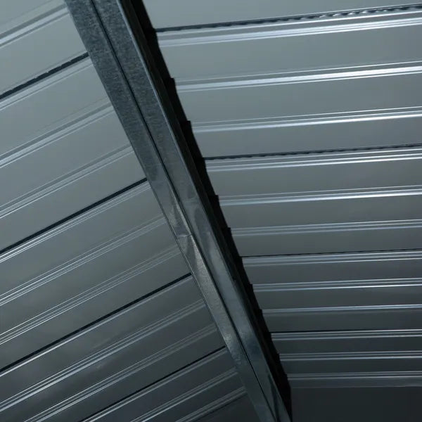 Outsunny 9 ft x 6 ft Metal Storage Shed - Dark Gray, Garden Tool House, 2 Sliding Doors, 4 Air Vents, for Backyard, Patio and Lawn - product image 9