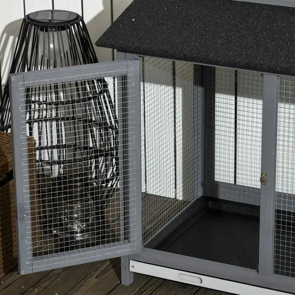 90.5" Wooden Rabbit Hutch Bunny Cage Pet Playpen House with Double Side Run Boxes, for Guinea Pig and Small Animals, Light Gray - product image 9