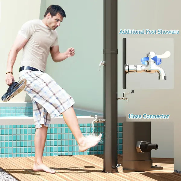 Outsunny 9.2 Gallon Slolar Heated Outdoor Shower with 2 Free-Rotating Shower Heads and Foot Showers for Poolside Beach Spa, 7.1 Ft - product image 7