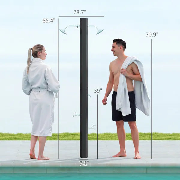 Outsunny 9.2 Gallon Slolar Heated Outdoor Shower with 2 Free-Rotating Shower Heads and Foot Showers for Poolside Beach Spa, 7.1 Ft - product image 3