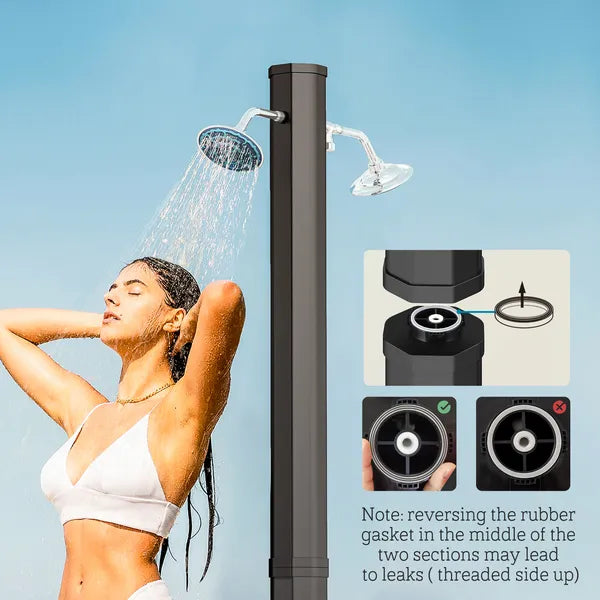 Outsunny 9.2 Gallon Slolar Heated Outdoor Shower with 2 Free-Rotating Shower Heads and Foot Showers for Poolside Beach Spa, 7.1 Ft - product image 9