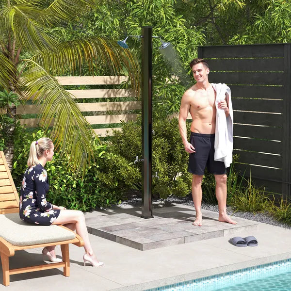 Outsunny 9.2 Gallon Slolar Heated Outdoor Shower with 2 Free-Rotating Shower Heads and Foot Showers for Poolside Beach Spa, 7.1 Ft - product image 2