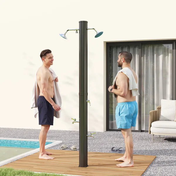 Outsunny 9.2 Gallon Slolar Heated Outdoor Shower with 2 Free-Rotating Shower Heads and Foot Showers for Poolside Beach Spa, 7.1 Ft - product image 10