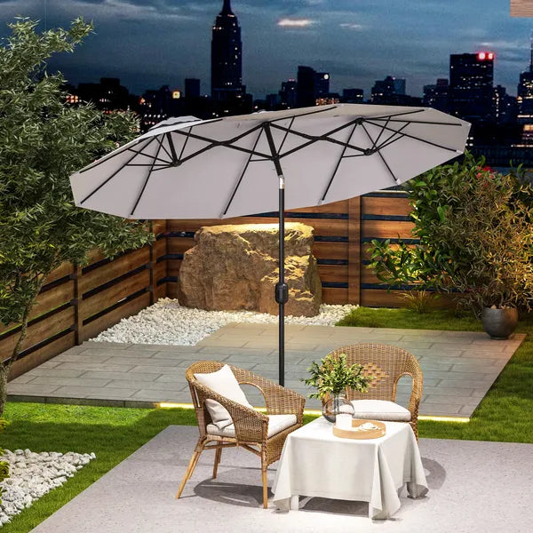 Outsunny 9.5' Double-Sided Patio Umbrella, Large Outdoor Market Umbrella with Push Button Tilt, Crank, 12 Ribs, for Garden, Deck, Pool - product image 10