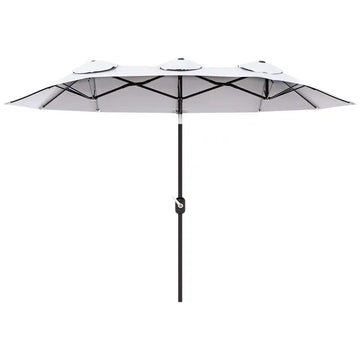 Outsunny 9.5' Double-Sided Patio Umbrella, Large Outdoor Market Umbrella with Push Button Tilt, Crank, 12 Ribs, for Garden, Deck, Pool - product image 1