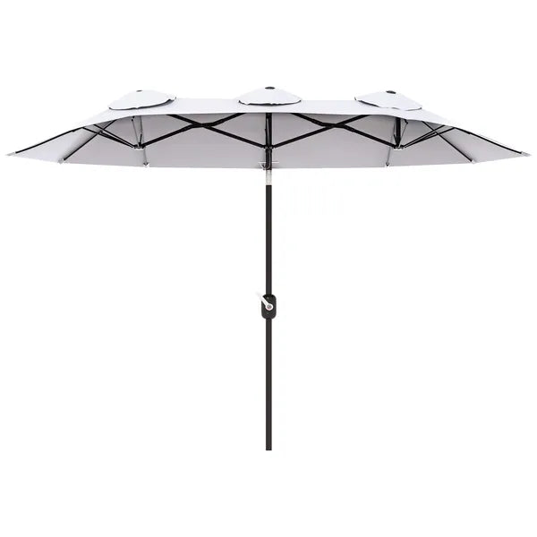 Outsunny 9.5' Double-Sided Patio Umbrella, Large Outdoor Market Umbrella with Push Button Tilt, Crank, 12 Ribs, for Garden, Deck, Pool - product image 1