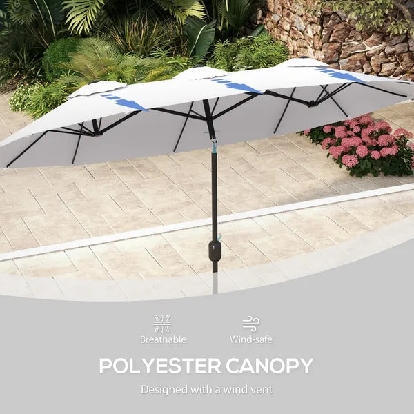 Outsunny 9.5' Double-Sided Patio Umbrella, Large Outdoor Market Umbrella with Push Button Tilt, Crank, 12 Ribs, for Garden, Deck, Pool - product image 7