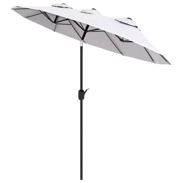Outsunny 9.5' Double-Sided Patio Umbrella, Large Outdoor Market Umbrella with Push Button Tilt, Crank, 12 Ribs, for Garden, Deck, Pool - product image 11