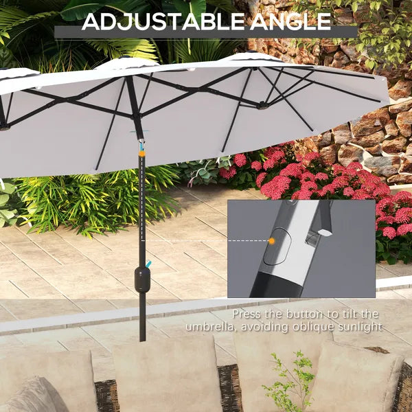 Outsunny 9.5' Double-Sided Patio Umbrella, Large Outdoor Market Umbrella with Push Button Tilt, Crank, 12 Ribs, for Garden, Deck, Pool - product image 4