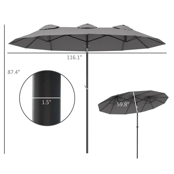 9.5 Large Double-sided Patio Umbrella Outdoor Market Umbrella with Tilt Crank - product image 3