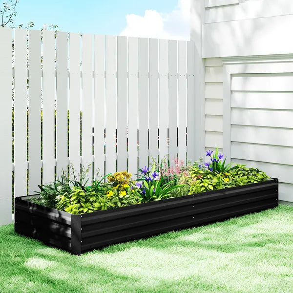 95" x 36" x 12" Galvanized Raised Garden Bed, Easy DIY and Cleaning for Growing Flowers, Herbs, Succulents, Black - product image 2