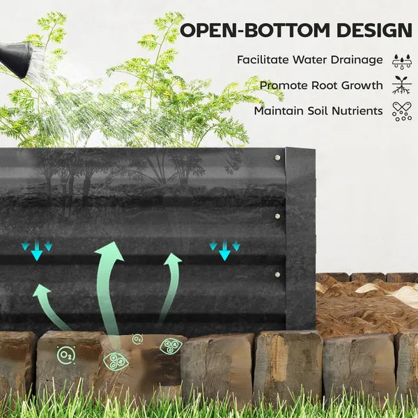 95" x 36" x 12" Galvanized Raised Garden Bed, Easy DIY and Cleaning for Growing Flowers, Herbs, Succulents, Black - product image 4