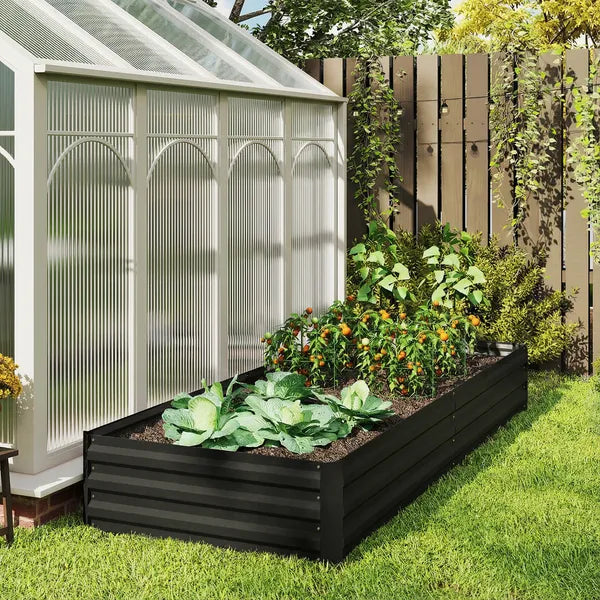 95" x 36" x 12" Galvanized Raised Garden Bed, Easy DIY and Cleaning for Growing Flowers, Herbs, Succulents, Black - product image 8