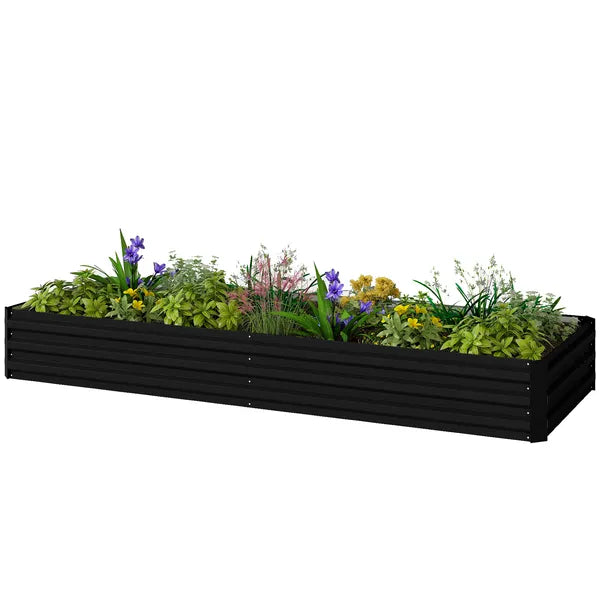 95" x 36" x 12" Galvanized Raised Garden Bed, Easy DIY and Cleaning for Growing Flowers, Herbs, Succulents, Black - product image 1
