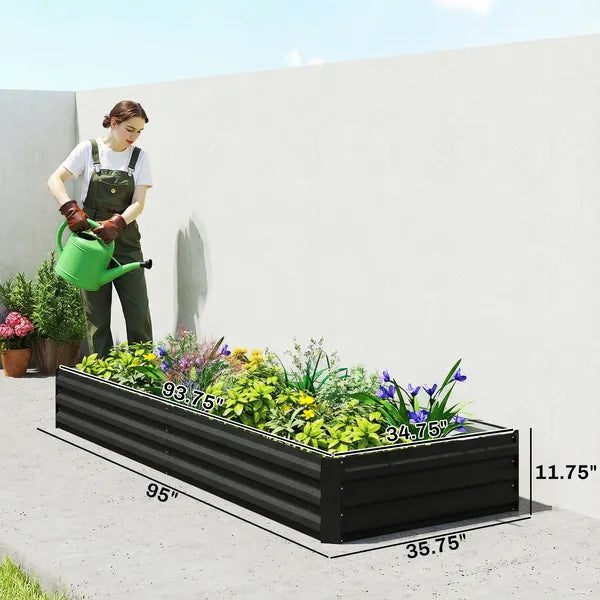 95" x 36" x 12" Galvanized Raised Garden Bed, Easy DIY and Cleaning for Growing Flowers, Herbs, Succulents, Black - product image 3
