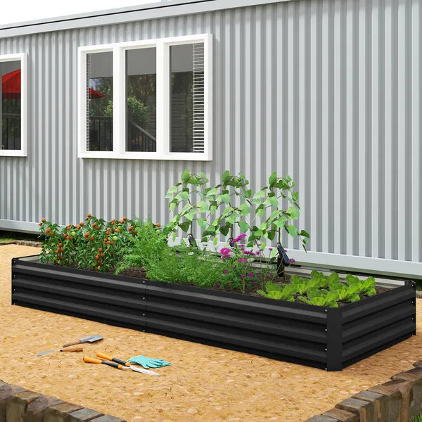 95" x 36" x 12" Galvanized Raised Garden Bed, Easy DIY and Cleaning for Growing Flowers, Herbs, Succulents, Black - product image 7