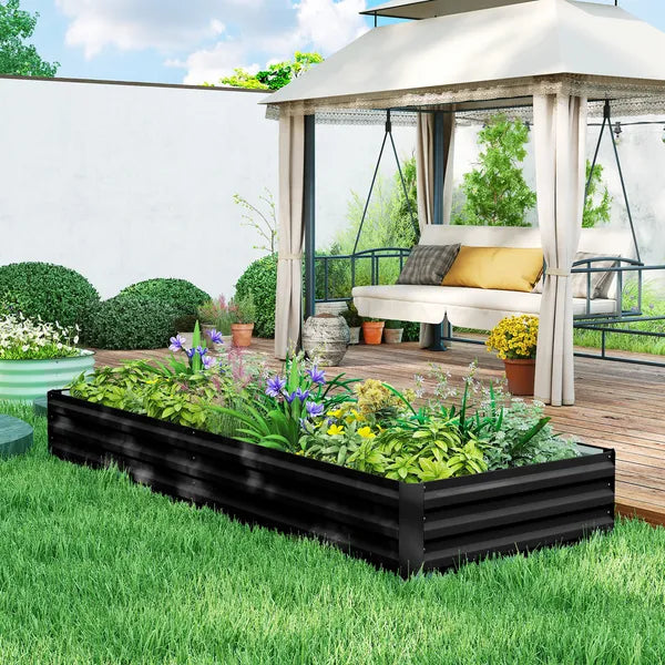 95" x 36" x 12" Galvanized Raised Garden Bed, Easy DIY and Cleaning for Growing Flowers, Herbs, Succulents, Black - product image 10