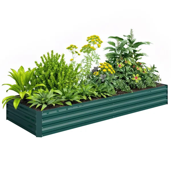 95" x 36" x 12" Galvanized Raised Garden Bed, Easy DIY and Cleaning for Growing Flowers, Herbs, Succulents, Green - product image 1