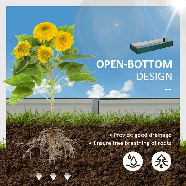 95" x 36" x 12" Galvanized Raised Garden Bed, Easy DIY and Cleaning for Growing Flowers, Herbs, Succulents, Green - product image 4