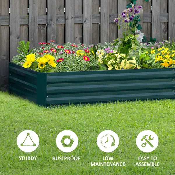 95" x 36" x 12" Galvanized Raised Garden Bed, Easy DIY and Cleaning for Growing Flowers, Herbs, Succulents, Green - product image 6