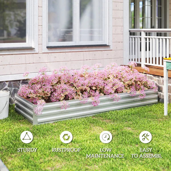 95 Inch x 36 Inch x 12 Inch Galvanized Raised Garden Bed, Easy DIY and Cleaning for Growing Flowers, Herbs, Succulents, Silver - product image 6