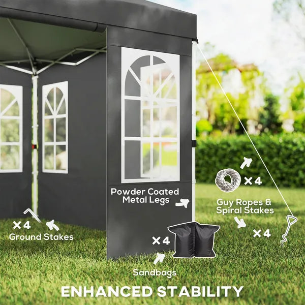 Outsunny 9.6 x 9.6 Ft Pop Up Canopy Tent with Sidewalls, One Push Setup, UPF50+ Portable Instant Canopy Shelter, Dark Gray - product image 6