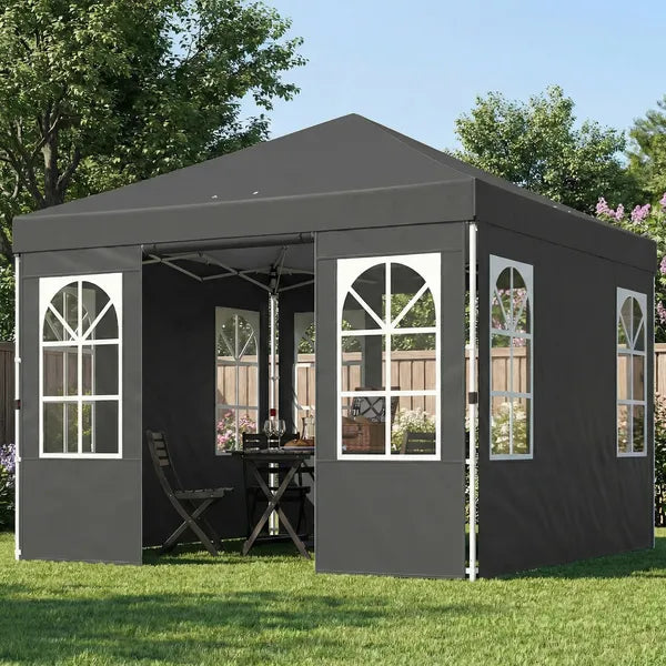 Outsunny 9.6 x 9.6 Ft Pop Up Canopy Tent with Sidewalls, One Push Setup, UPF50+ Portable Instant Canopy Shelter, Dark Gray - product image 2