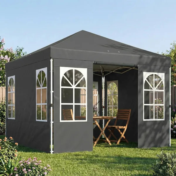 Outsunny 9.6 x 9.6 Ft Pop Up Canopy Tent with Sidewalls, One Push Setup, UPF50+ Portable Instant Canopy Shelter, Dark Gray - product image 10
