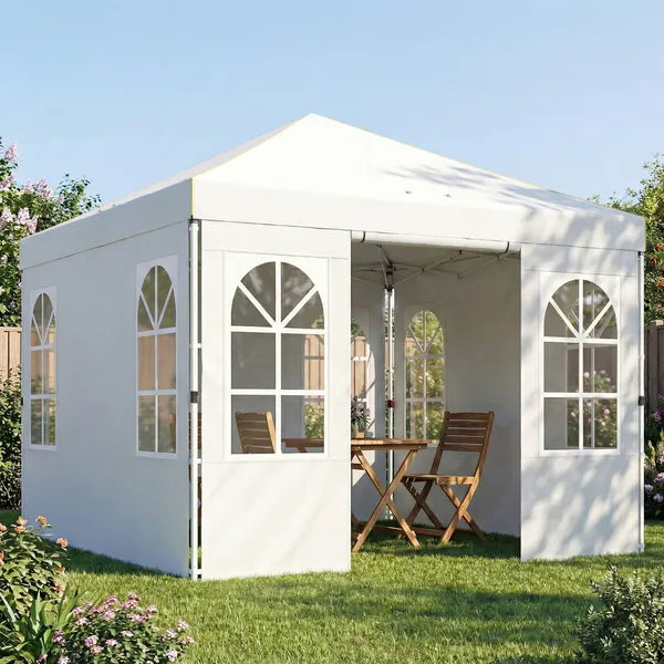 Outsunny 9.6 x 9.6 Ft Pop Up Canopy Tent with Sidewalls, One Push Setup, UPF50+ Portable Instant Canopy Shelter, White - product image 10