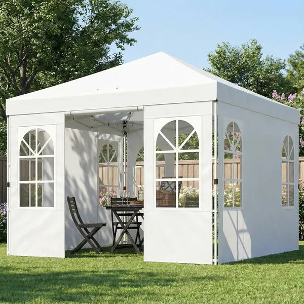 Outsunny 9.6 x 9.6 Ft Pop Up Canopy Tent with Sidewalls, One Push Setup, UPF50+ Portable Instant Canopy Shelter, White - product image 2