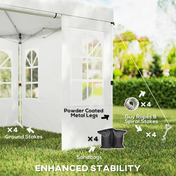 Outsunny 9.6 x 9.6 Ft Pop Up Canopy Tent with Sidewalls, One Push Setup, UPF50+ Portable Instant Canopy Shelter, White - product image 6