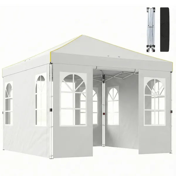 Outsunny 9.6 x 9.6 Ft Pop Up Canopy Tent with Sidewalls, One Push Setup, UPF50+ Portable Instant Canopy Shelter, White - product image 11