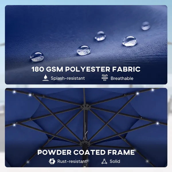 Outsunny 9.7 Ft Outdoor Patio Umbrella with Solar LED Lights, 3 Tier Outdoor Table Umbrella with Tilt, Crank, Navy Blue - product image 7