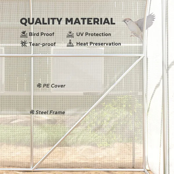 9.7' x 6.5' x 6.5' High Tunnel Greenhouse, with Anti-Tear PE Cover, Zipper Doors and Mesh Windows, Steel Frame, Walk-in Green House, White - product image 5