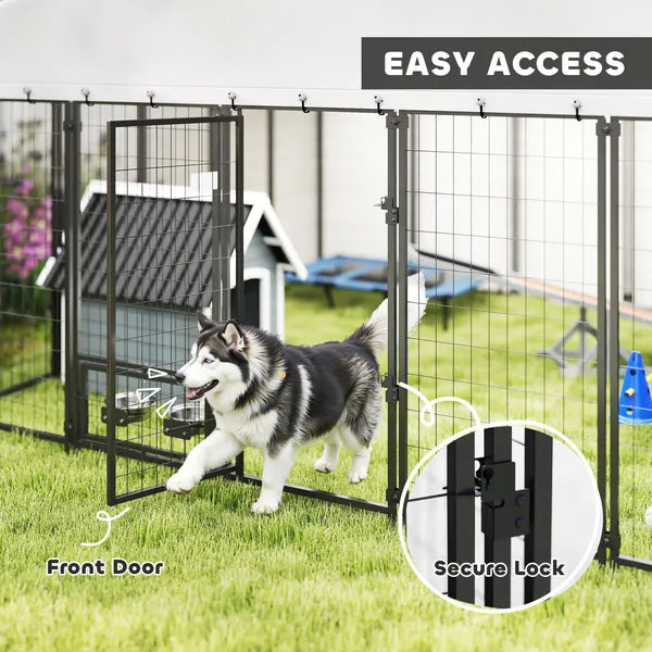 PawHut 9.8 ft x 9.8 ft x 6 ft Outdoor Dog Kennel, Dog Kennel Outside Run with 360 Degree Rotating Bowls, Waterproof and UV Resistant Cover - product image 6