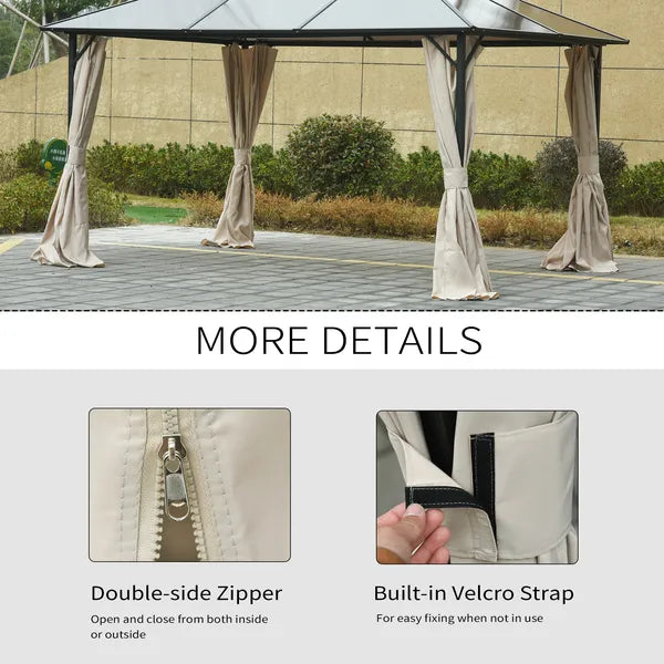 9.84' x 11.8' Universal Gazebo Sidewall Set with 4 Panels, Hooks/C-Rings Included for Pergolas and Cabanas, Beige - product image 5