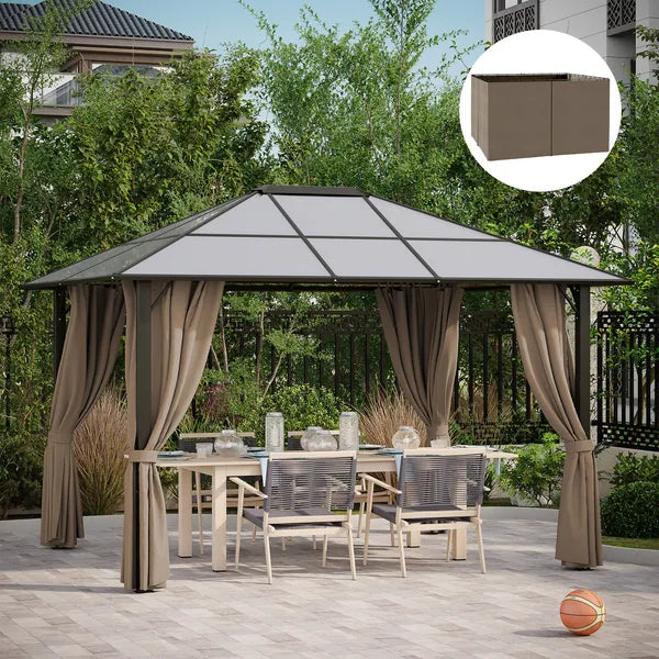 9.84' x 11.8' Universal Gazebo Sidewall Set with 4 Panels, Hooks/C-Rings Included for Pergolas and Cabanas, Brown - product image 2