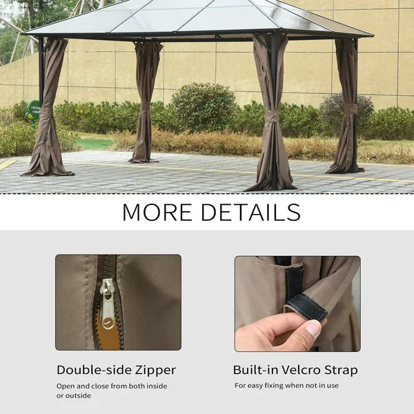 9.84' x 11.8' Universal Gazebo Sidewall Set with 4 Panels, Hooks/C-Rings Included for Pergolas and Cabanas, Brown - product image 5
