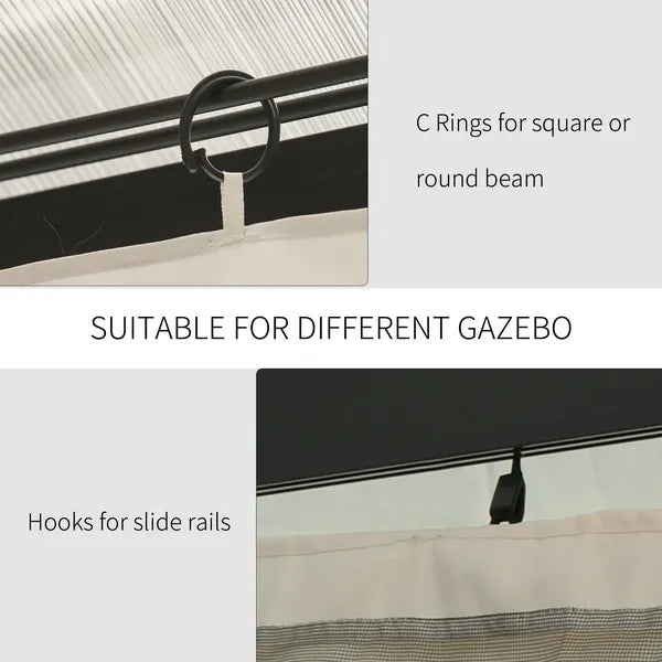 9.84' x 13.1' Universal Gazebo Sidewall Set with 4 Panel, 48 Hook/C-Ring Included for Pergolas and Cabanas, Beige - product image 4