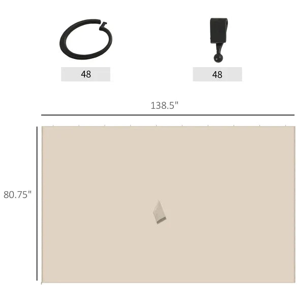 9.84' x 13.1' Universal Gazebo Sidewall Set with 4 Panel, 48 Hook/C-Ring Included for Pergolas and Cabanas, Beige - product image 3