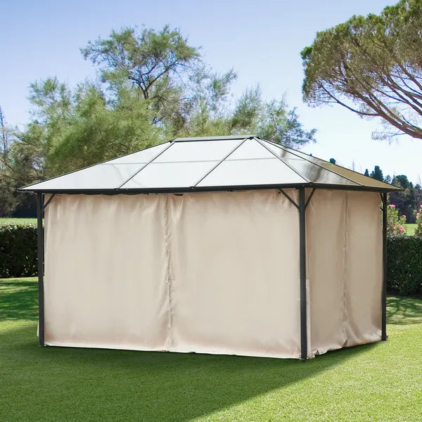 9.84' x 13.1' Universal Gazebo Sidewall Set with 4 Panel, 48 Hook/C-Ring Included for Pergolas and Cabanas, Beige - product image 2