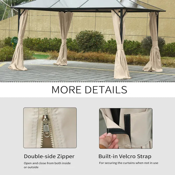9.84' x 13.1' Universal Gazebo Sidewall Set with 4 Panel, 48 Hook/C-Ring Included for Pergolas and Cabanas, Beige - product image 5