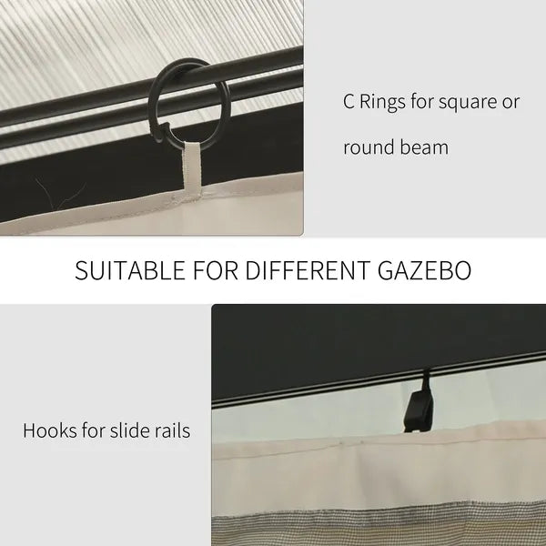9.84' x 9.84' Universal Gazebo Sidewall Set with 4 Panel, 40 Hook/C-Ring Included for Pergolas and Cabanas, Beige - product image 4