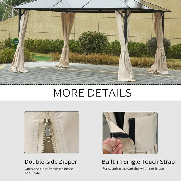 9.84' x 9.84' Universal Gazebo Sidewall Set with 4 Panel, 40 Hook/C-Ring Included for Pergolas and Cabanas, Beige - product image 7